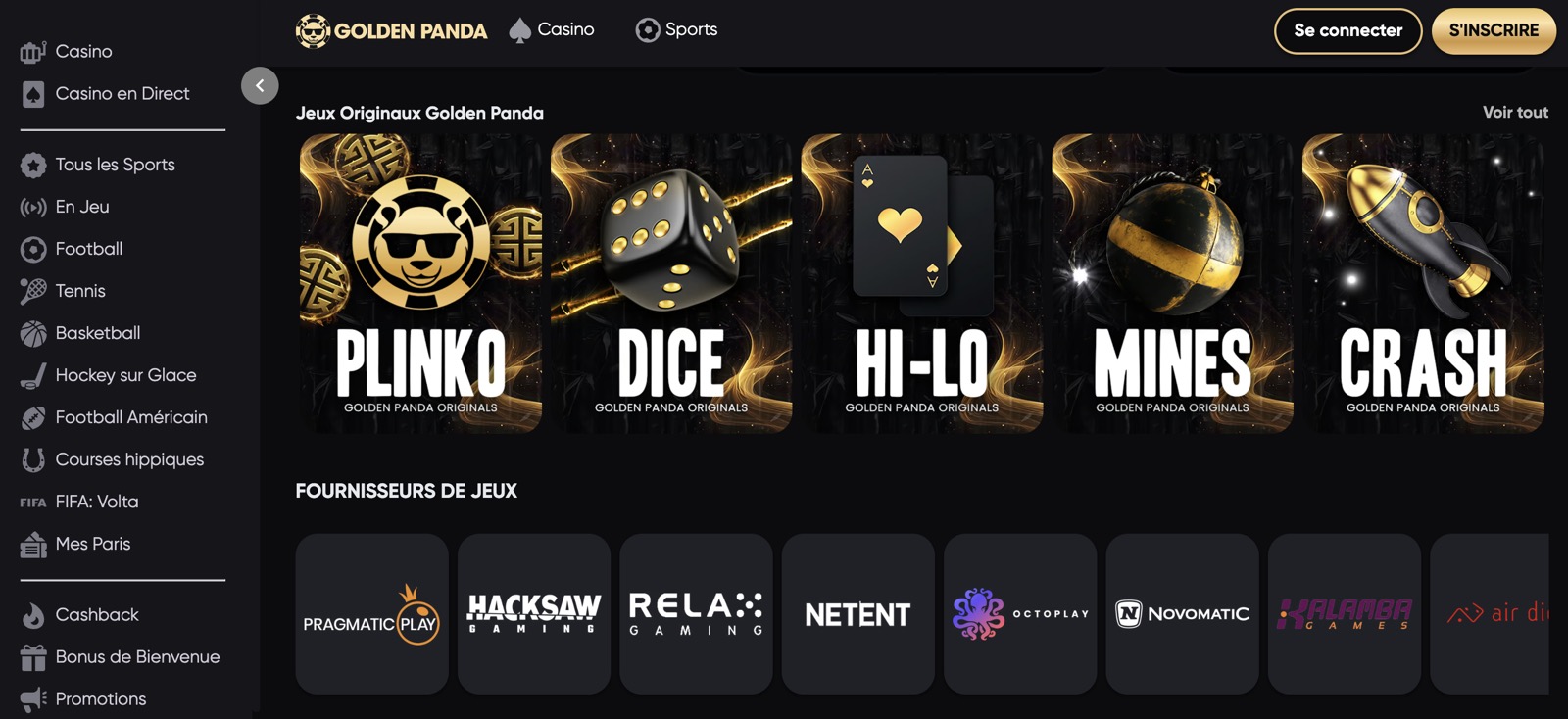 golden panda casino connexion